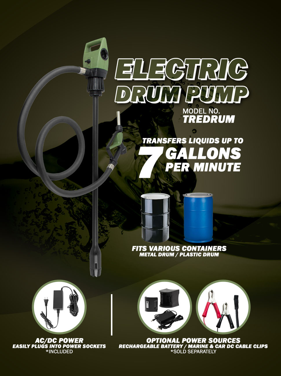 TREDRUMS  Electric 55 Gal Drum Pump – TERA PUMP