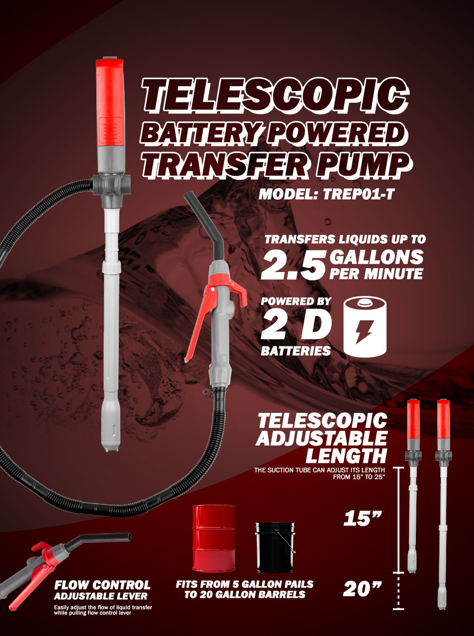 Pompe de transfert carburant TeraPump à piles TREP01